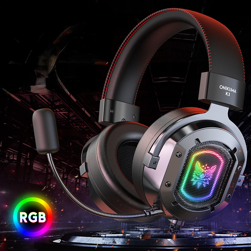 Gaming Headset Rgb - Onikuma-Casque de jeu filaire RVB avec